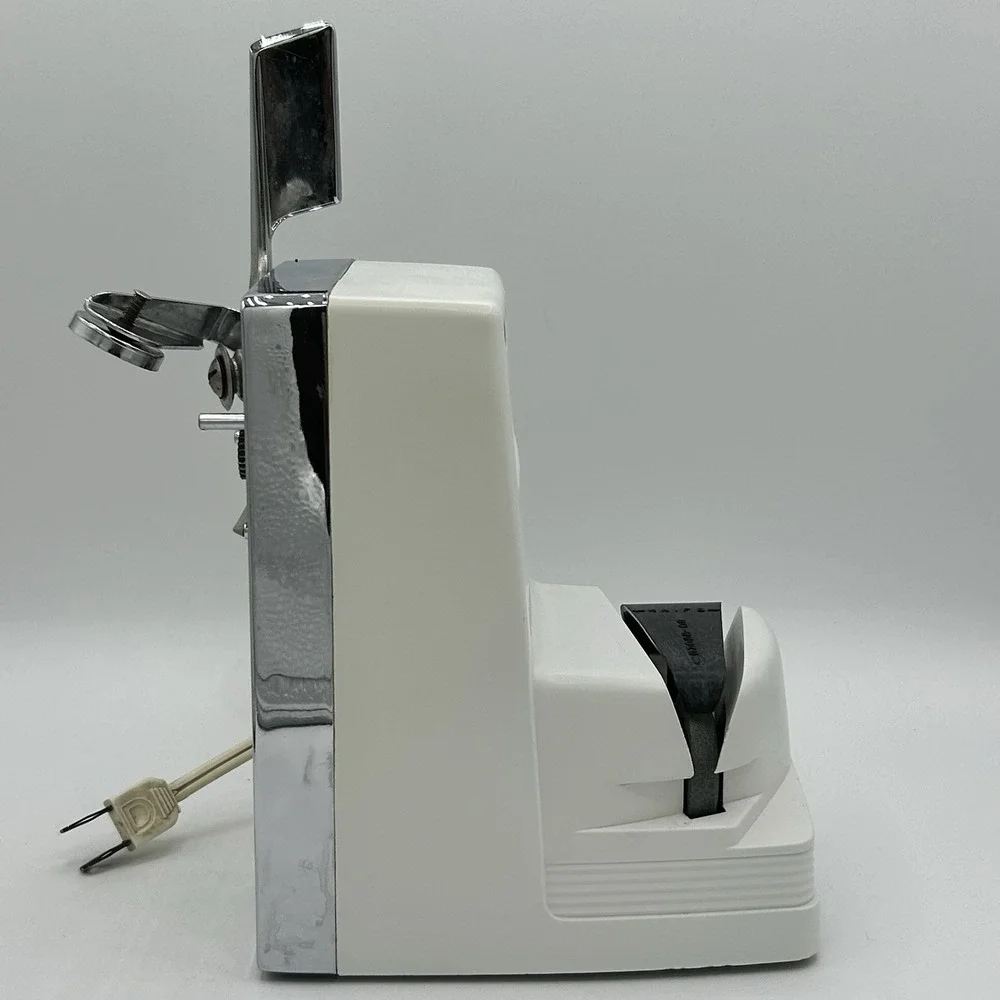 Vintage Oster Chrome / White Can Opener & Knife Sharpener Mid-Century. Tested